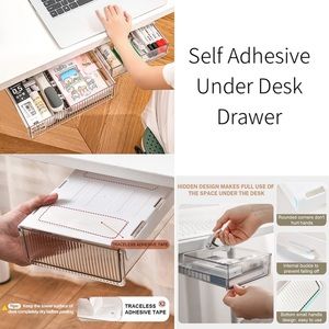 2pk Fancy Self Adhesive Under Desk Storage Drawer